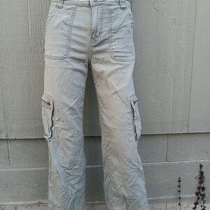 Sage Green Cargo Wide Leg Pants, Womens 5, Multiple Pockets, Gorpcore Streetwear